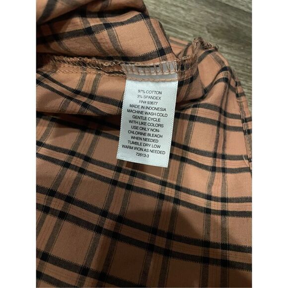 a.n.a Plaid Mini Dress Apricot 2X New Puff Sleeves - Picture 4 of 6